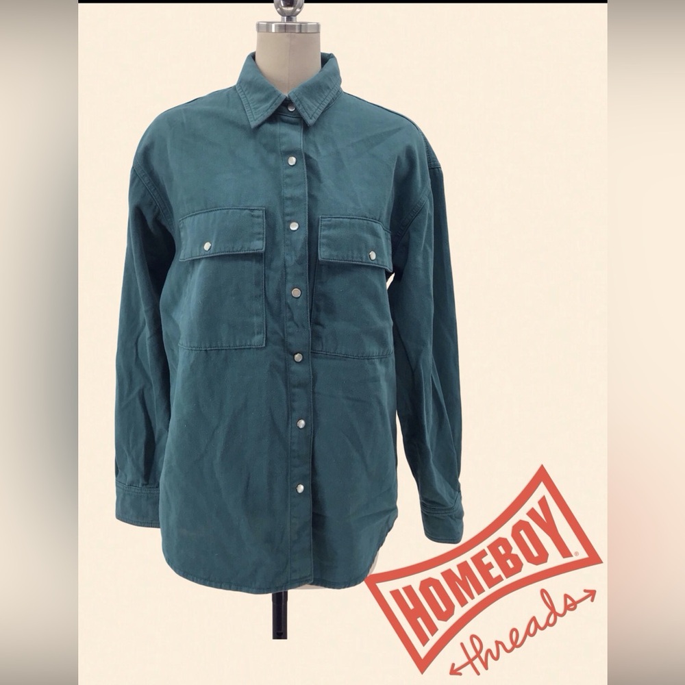 Reformation Teal Casual Button Down Shirt